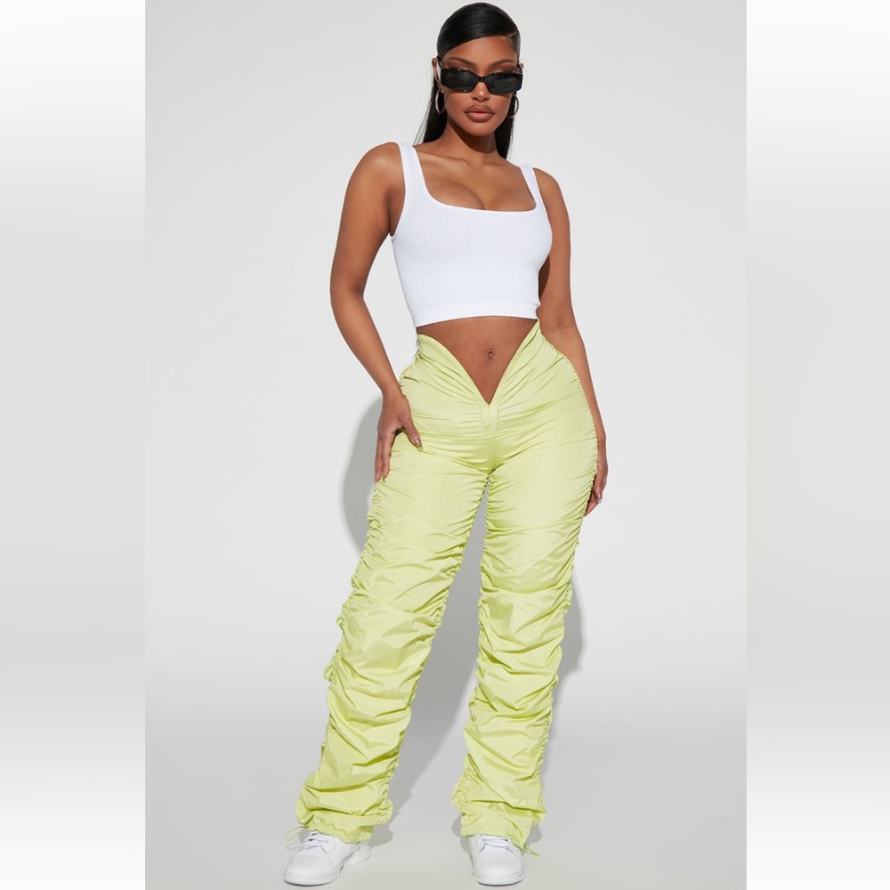 Vain Ruched Stacked Parachute Pant
